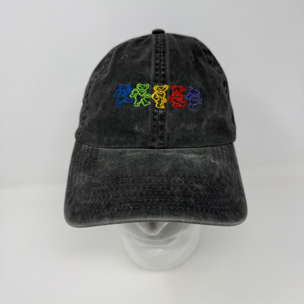 Grateful Dead Dancing Bears Baseball Cap Washed Black Cotton Adjustable Dad Hat